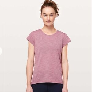 Lululemon Heathered Figue Another Mile Short Sleeve Top Size 10